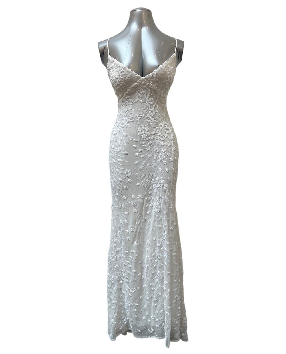Lulus Photo Finish Sequin High Low Maxi Dress Womens Large White Formal Evening